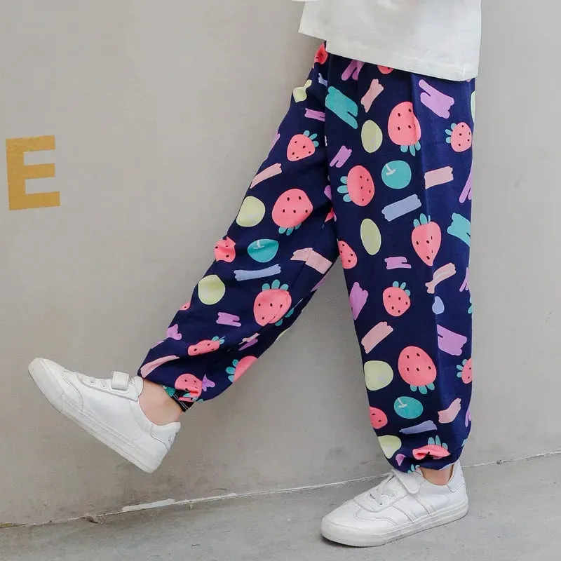 2-10Y New Summer Children Pants Anti-mosquito Pants Boys Printed Girls Harem Pants Kids Joggers Teenager Trousers Baby Clothing