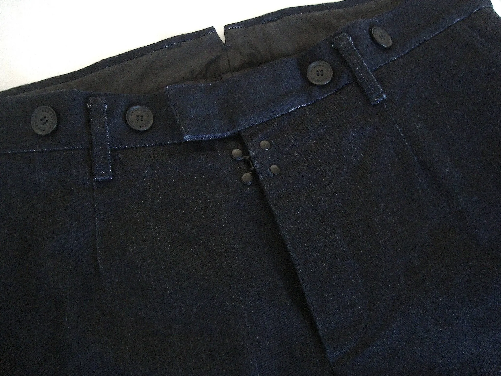 2012 Heavy Coated Denim Workwear Trousers with Metal Clasp