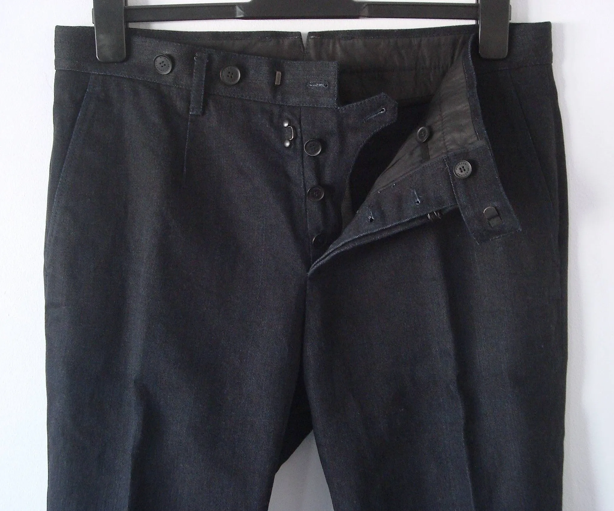 2012 Heavy Coated Denim Workwear Trousers with Metal Clasp