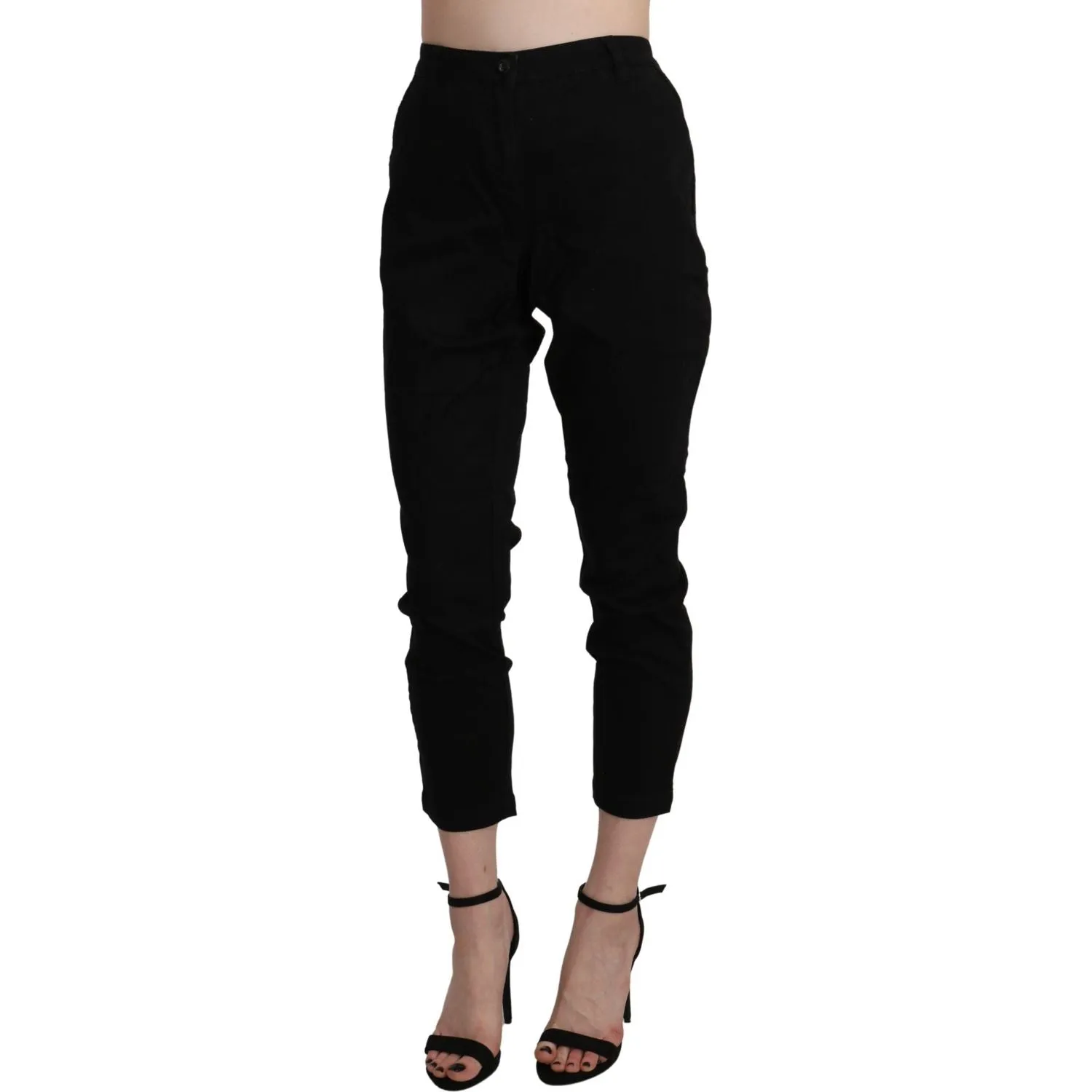 Acht Chic High Waist Cropped Black Jeans