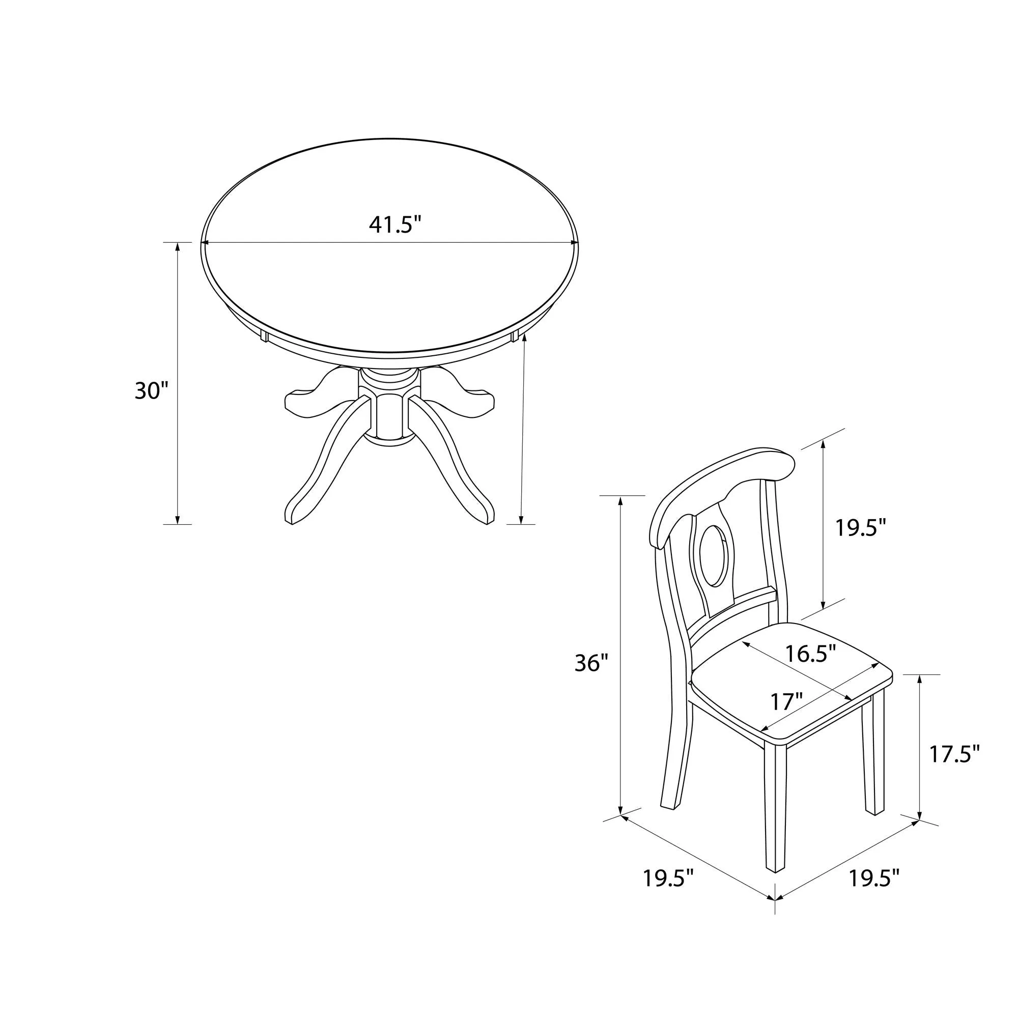 Aubrey 5-Piece Traditional Pedestal Dining Set