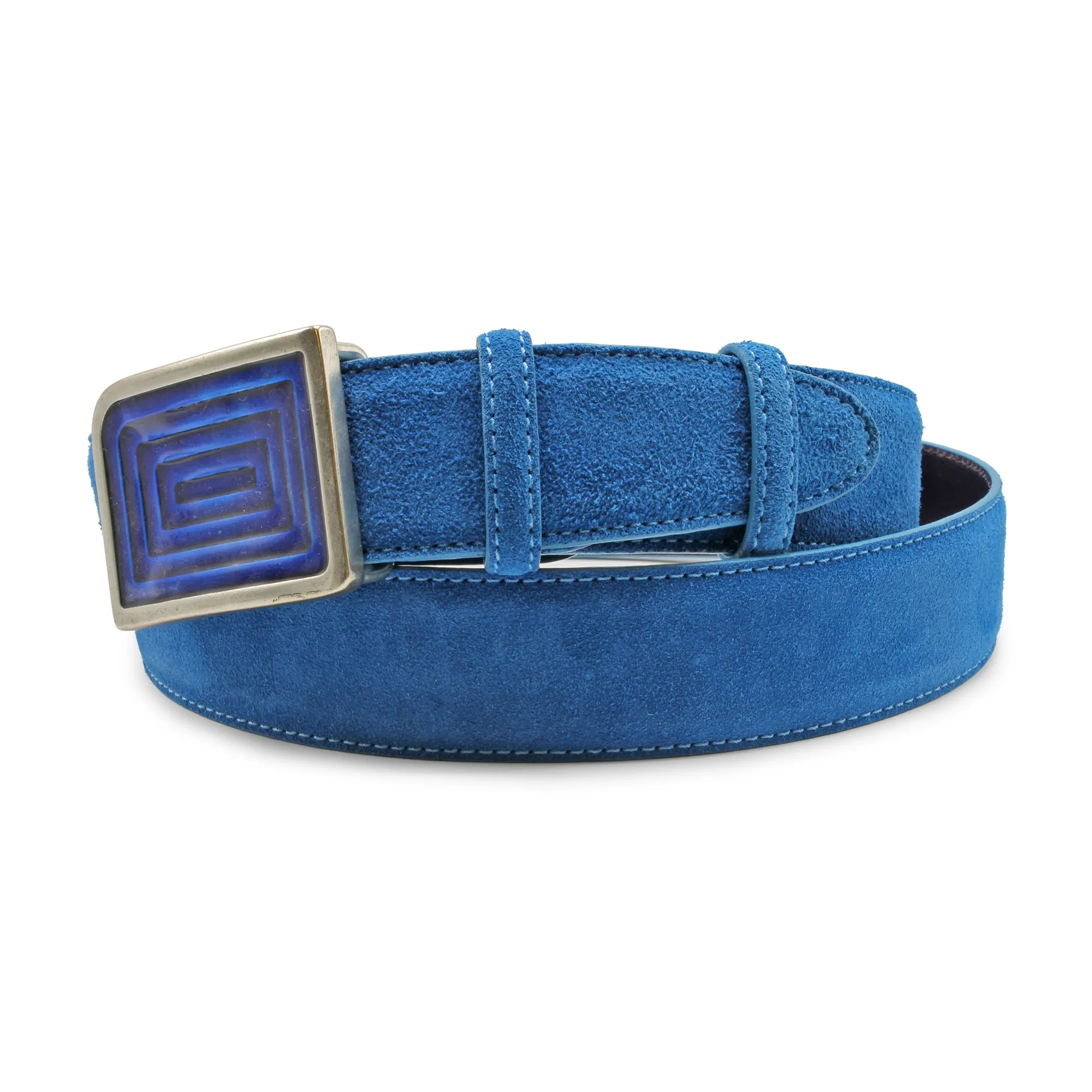 Azure Blue Suede Enamel Maze Belt