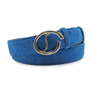 Azure Blue Suede Frame Swirl Belt