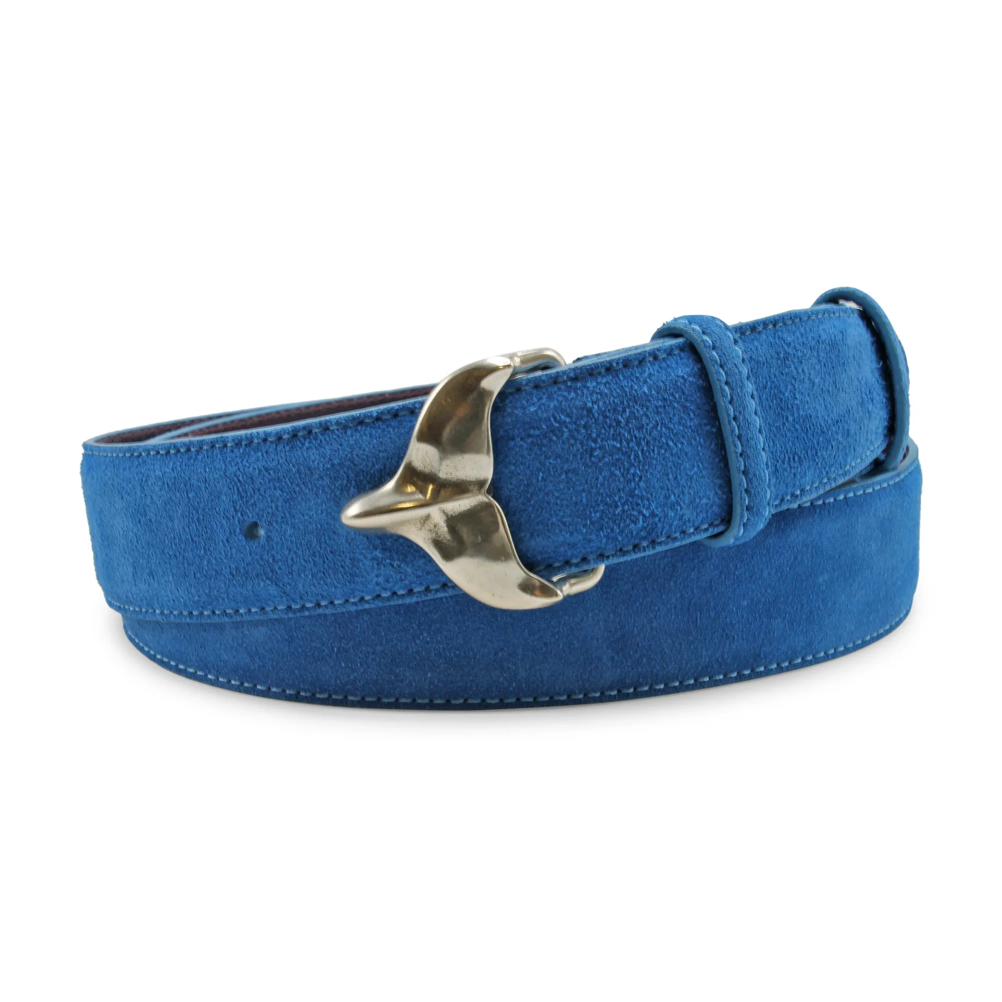 Azure Blue Suede Whale Tail Belt