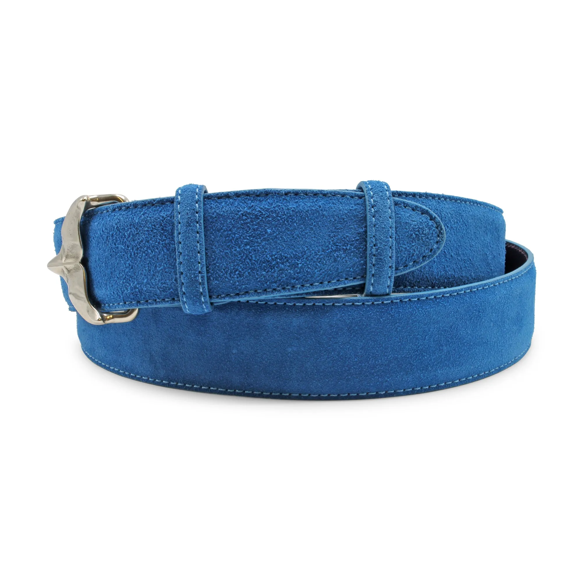 Azure Blue Suede Whale Tail Belt