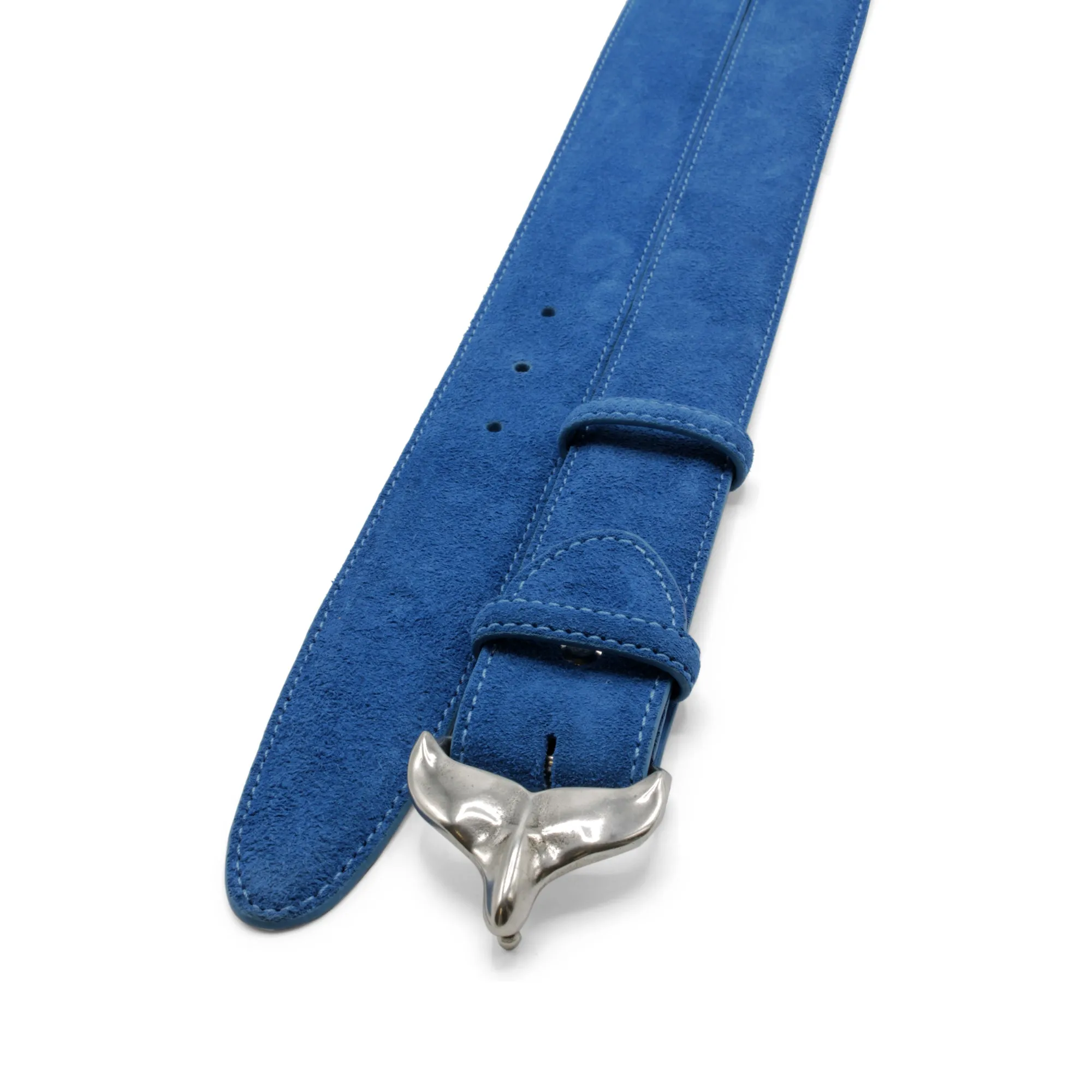 Azure Blue Suede Whale Tail Belt