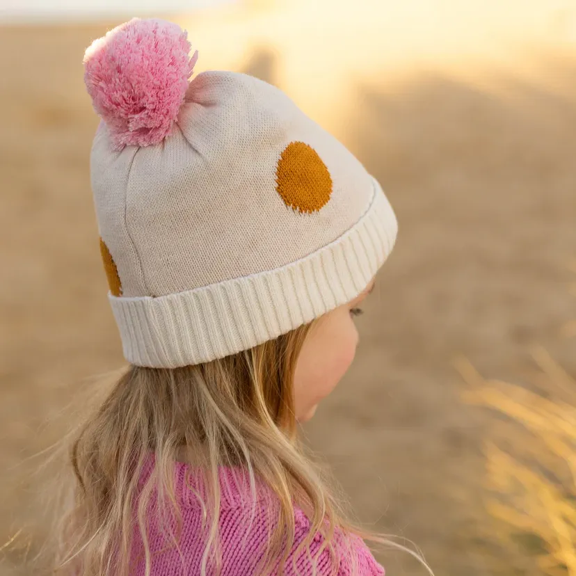 Beanie - Spots Merino Pink