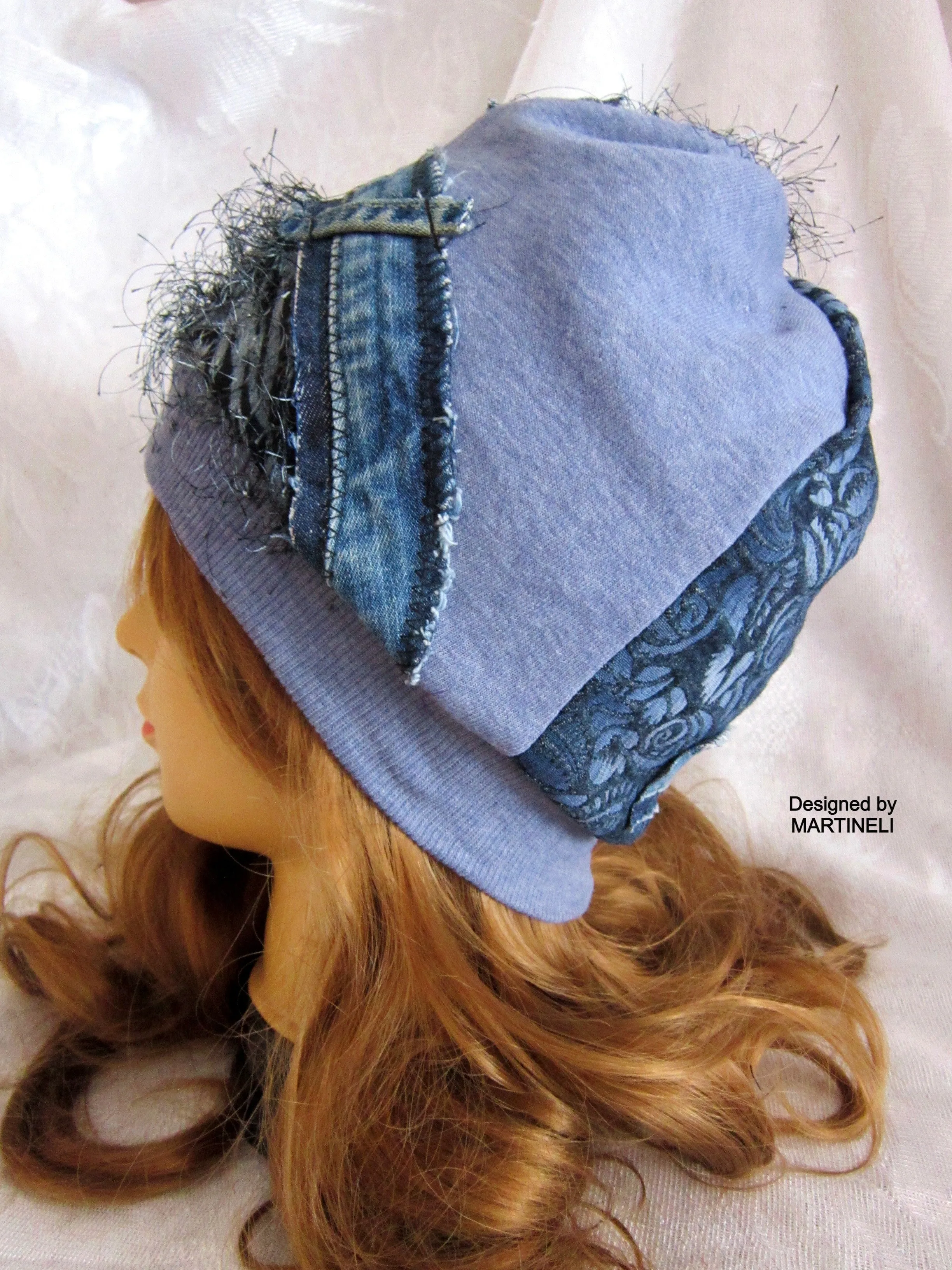 Beanies for Women, Blue Cotton Beanie,Warm Winter Hat for Women