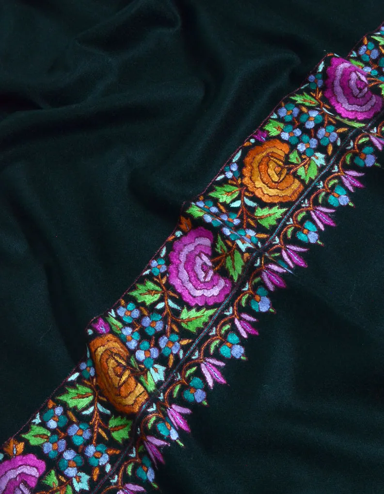 Black Pashmina Shawl With Embroidery 5590