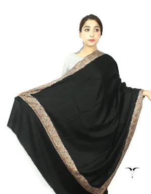 Black Pashmina Shawl With Sozni Work 5744