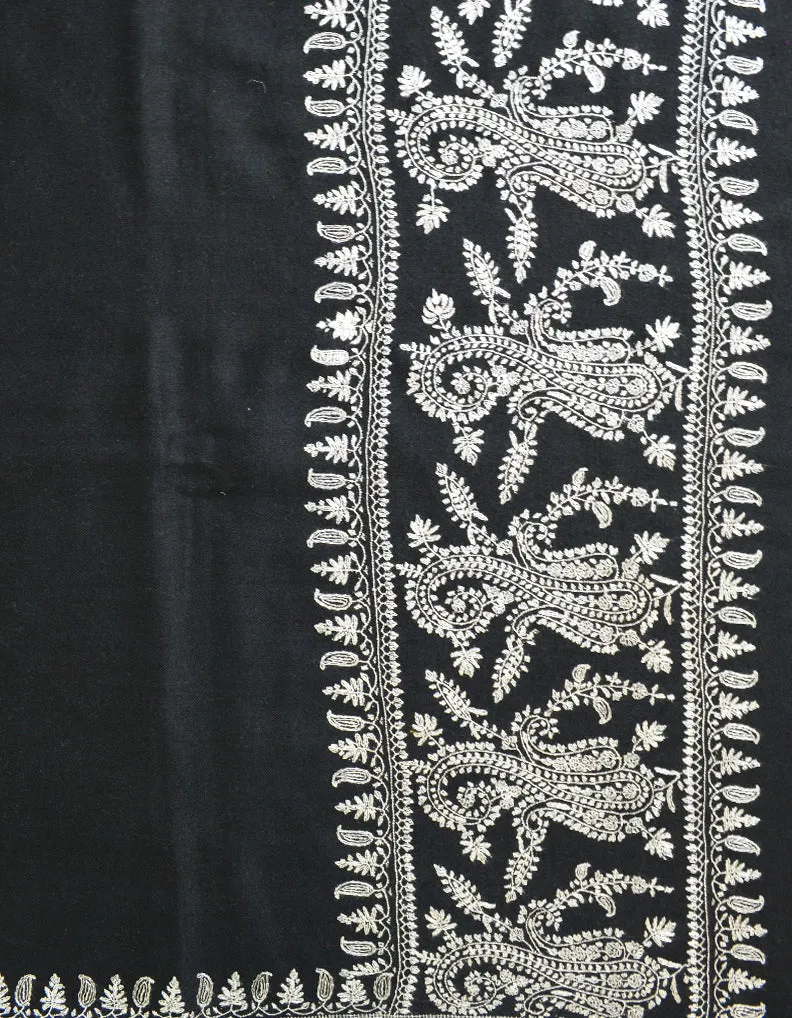 Black Pashmina Shawl With Sozni Work 5797