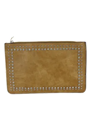 Boutique Brown Leather Studded Clutch