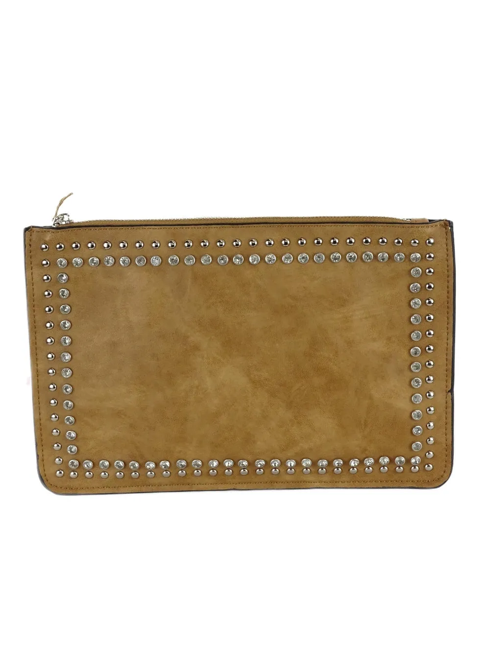 Boutique Brown Leather Studded Clutch