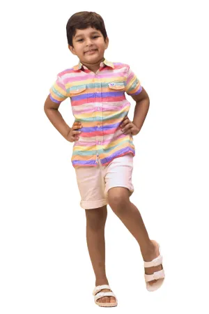 Boy's jujupes multi coloured stripe
 linen