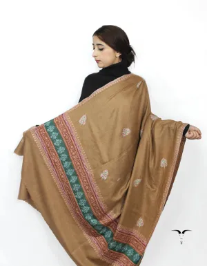 Brown Pashmina Shawl With Sozni Work 5720