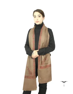 Brown Pashmina Shawl With Sozni Work 5781