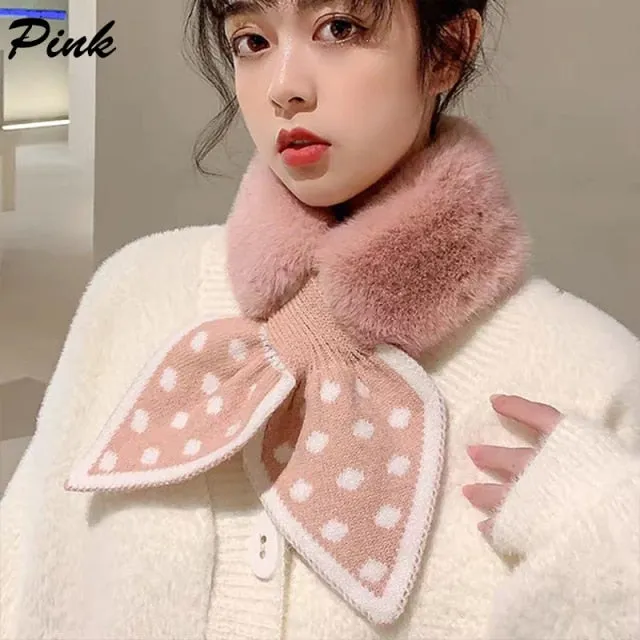 Casual Faux Fur Scarf Female Fashion Soft Plush