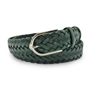 Classic Forest Green Leather Handweave Stirrup Belt