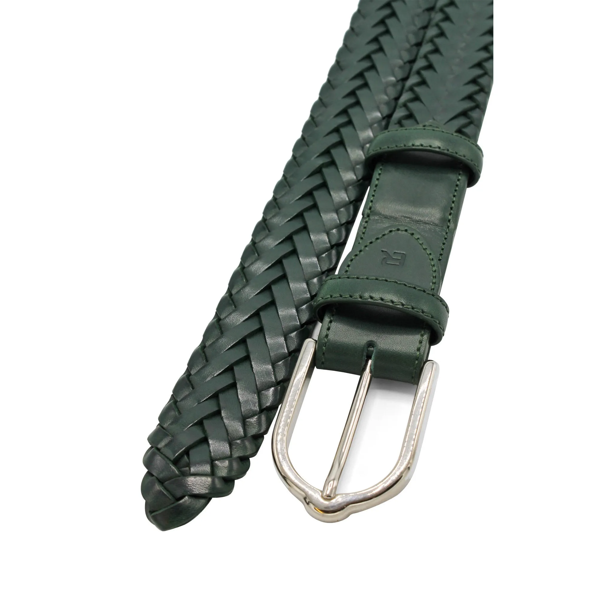 Classic Forest Green Leather Handweave Stirrup Belt