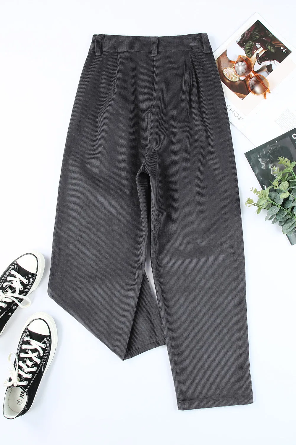 Corduroy High Waist Straight Leg Pants