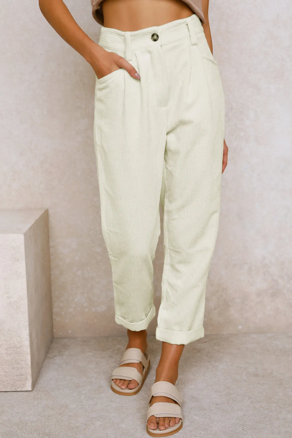 Corduroy High Waist Straight Leg Pants