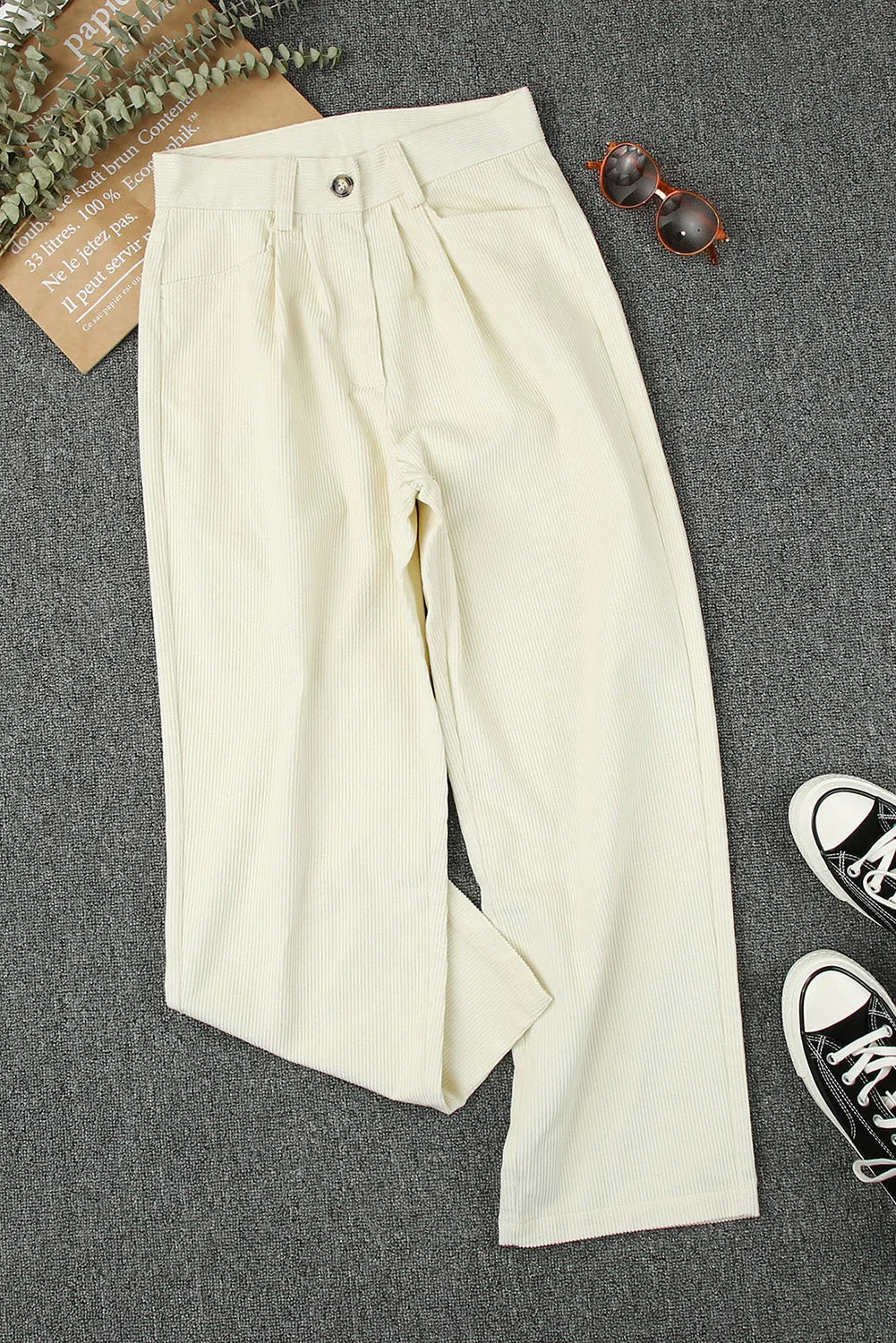 Corduroy High Waist Straight Leg Pants