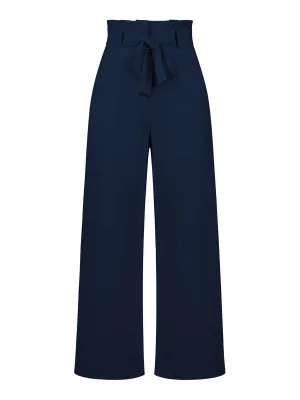 Dark Blue 1940s High Waist Bow Waist Pants