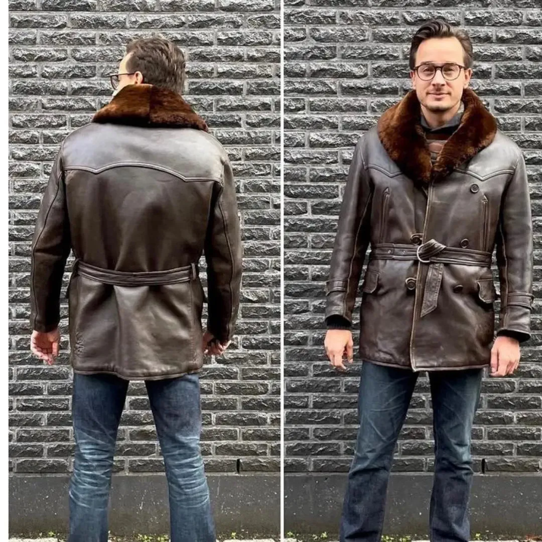 Dark Brown Shearling lined Coat