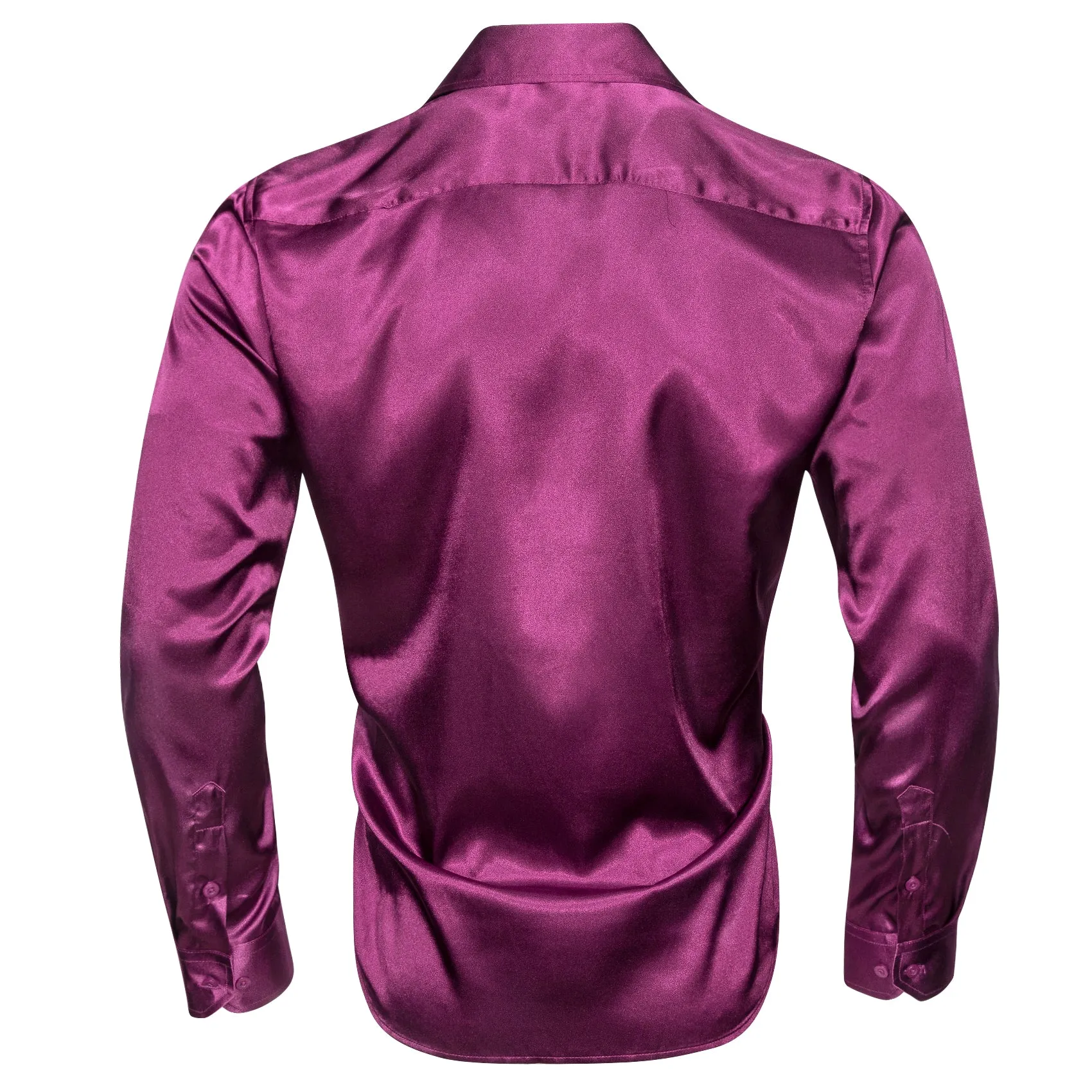 Dark Purple Solid Silk Men's Long Sleeve Shirt