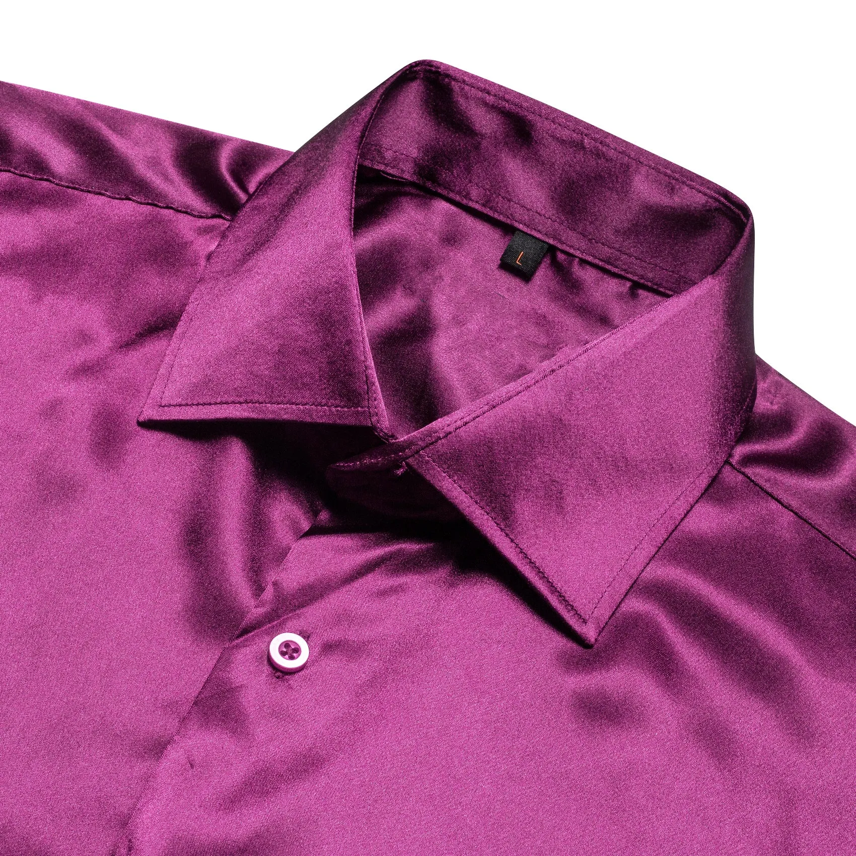 Dark Purple Solid Silk Men's Long Sleeve Shirt