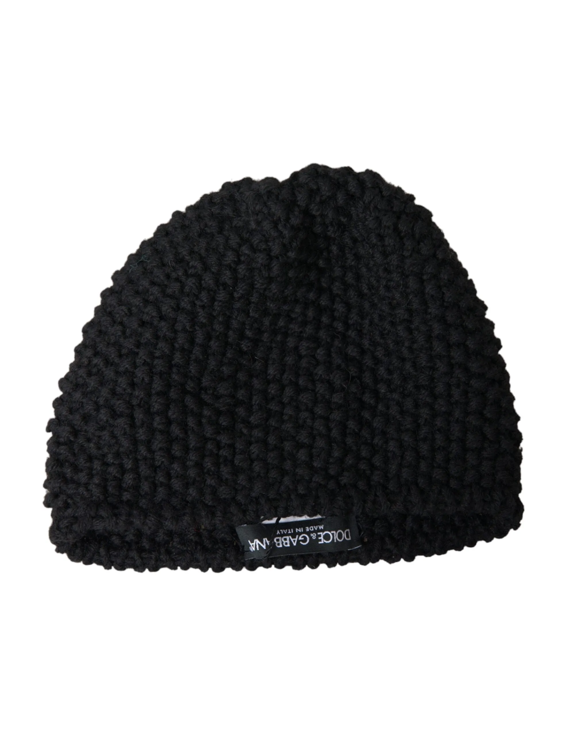 Dolce & Gabbana Black Cashmere Knitted Beanie Bonnet Hat Men