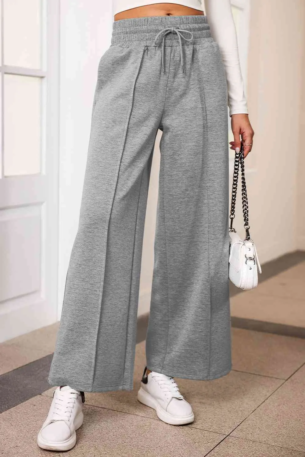 Drawstring High Waist Wide Leg Pants with Pockets (9 colors)