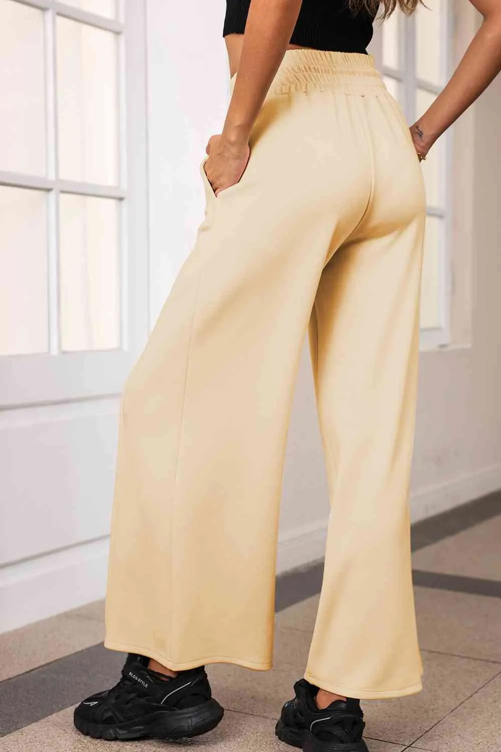 Drawstring High Waist Wide Leg Pants with Pockets (9 colors)