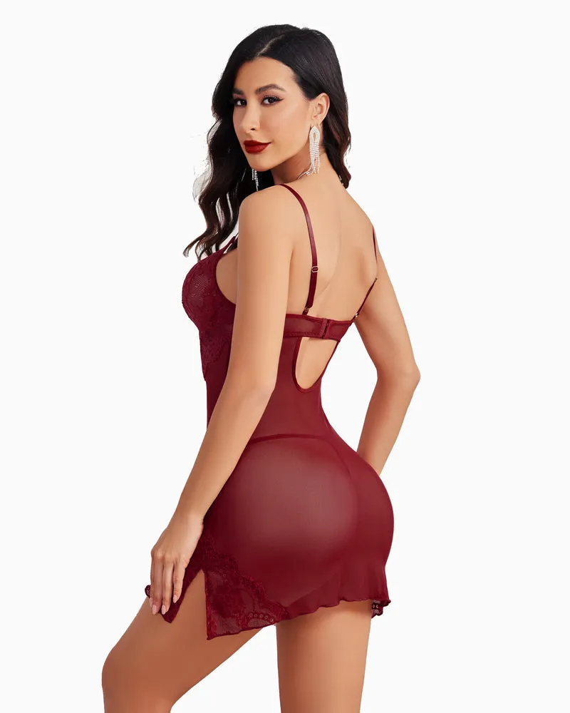 Dress Mesh Nightdress with Thong