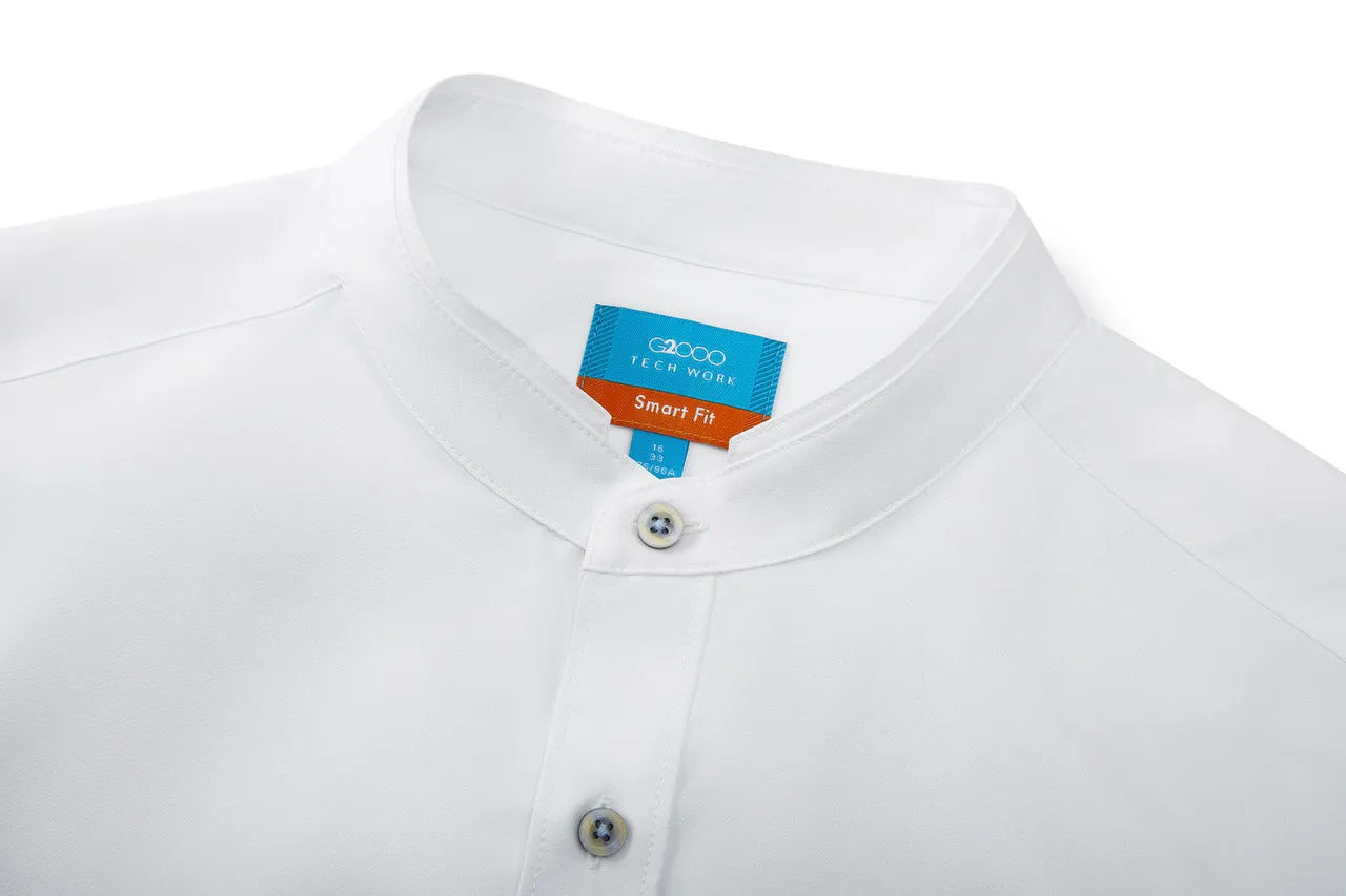 Dry Wicking Stand Collar Casual Shirt in Smart Fit Long Sleeve