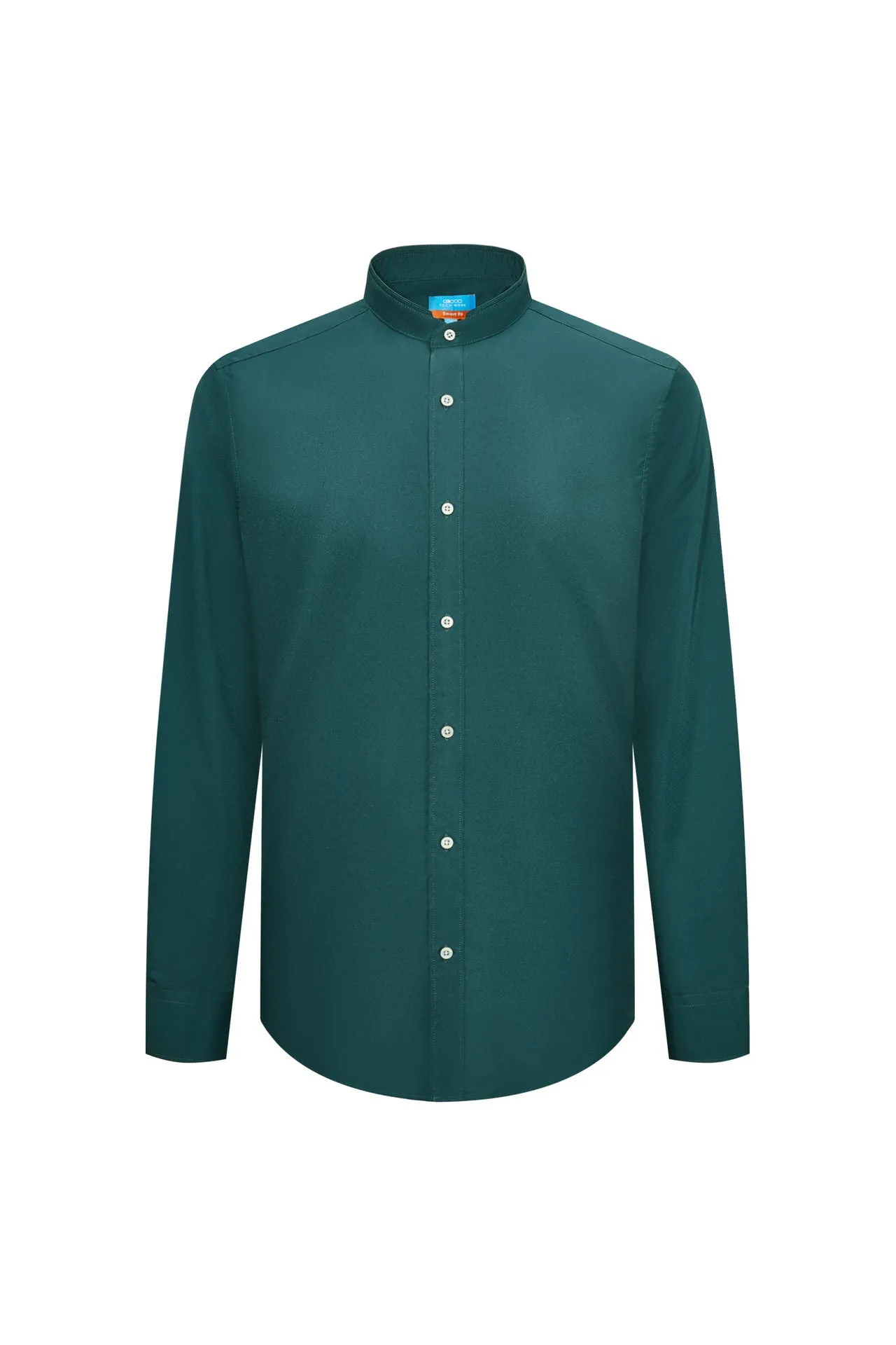 Dry Wicking Stand Collar Casual Shirt in Smart Fit Long Sleeve