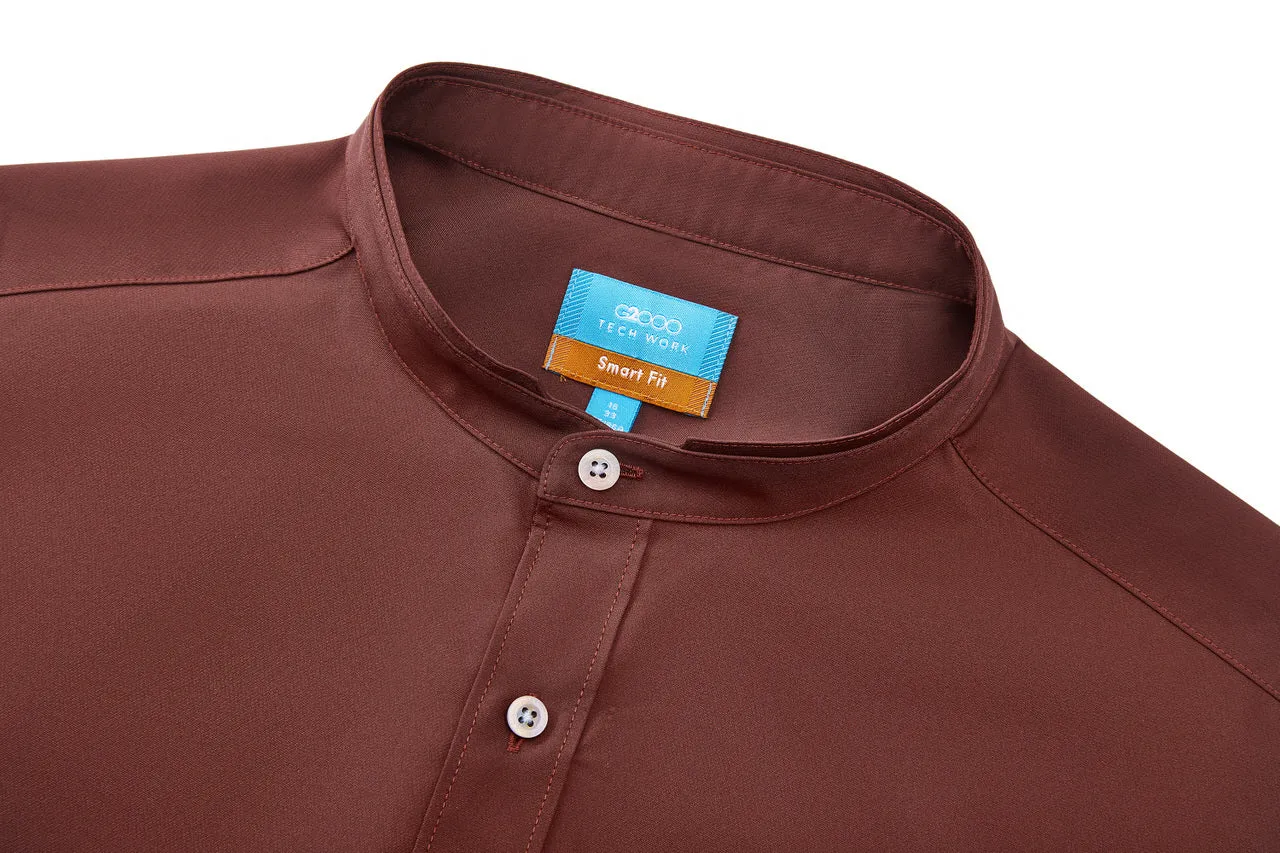 Dry Wicking Stand Collar Casual Shirt in Smart Fit Long Sleeve