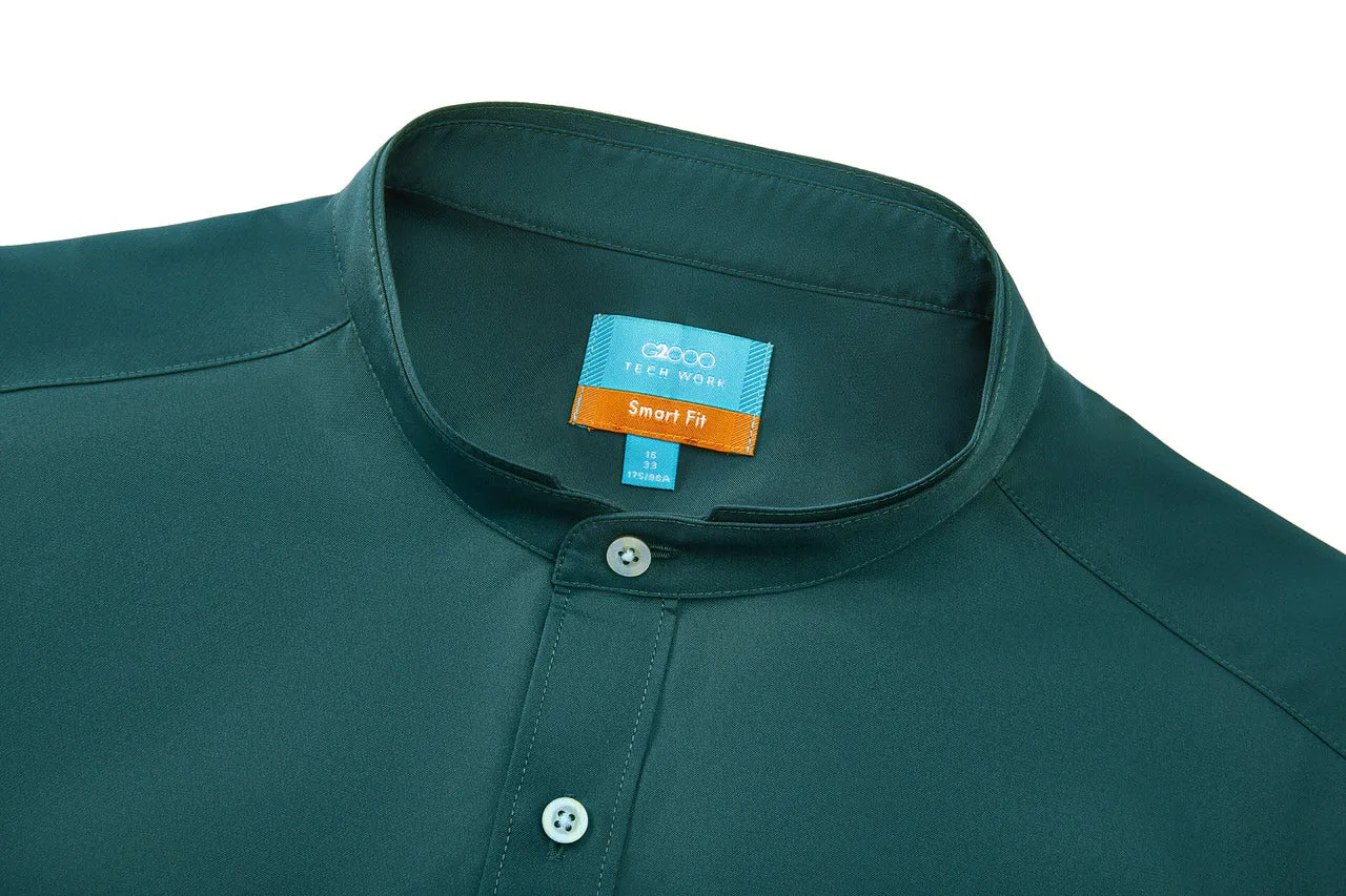 Dry Wicking Stand Collar Casual Shirt in Smart Fit Long Sleeve