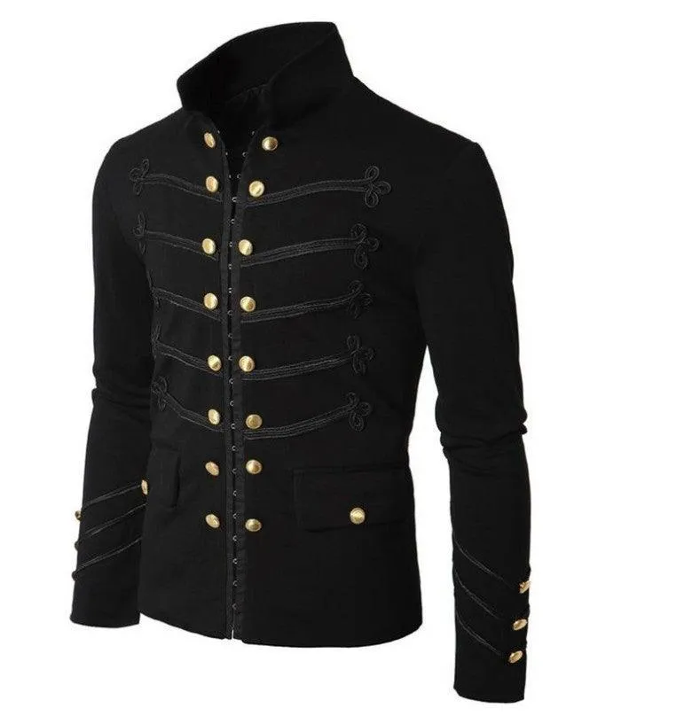 Embroidered Buttons Solid Color Men's Jacket