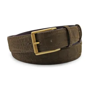 Espresso Nubuck Touch Mock Croc Roller Belt