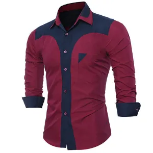 European American Style Slim Stitching Chest Pocket Designer Shirts for Men