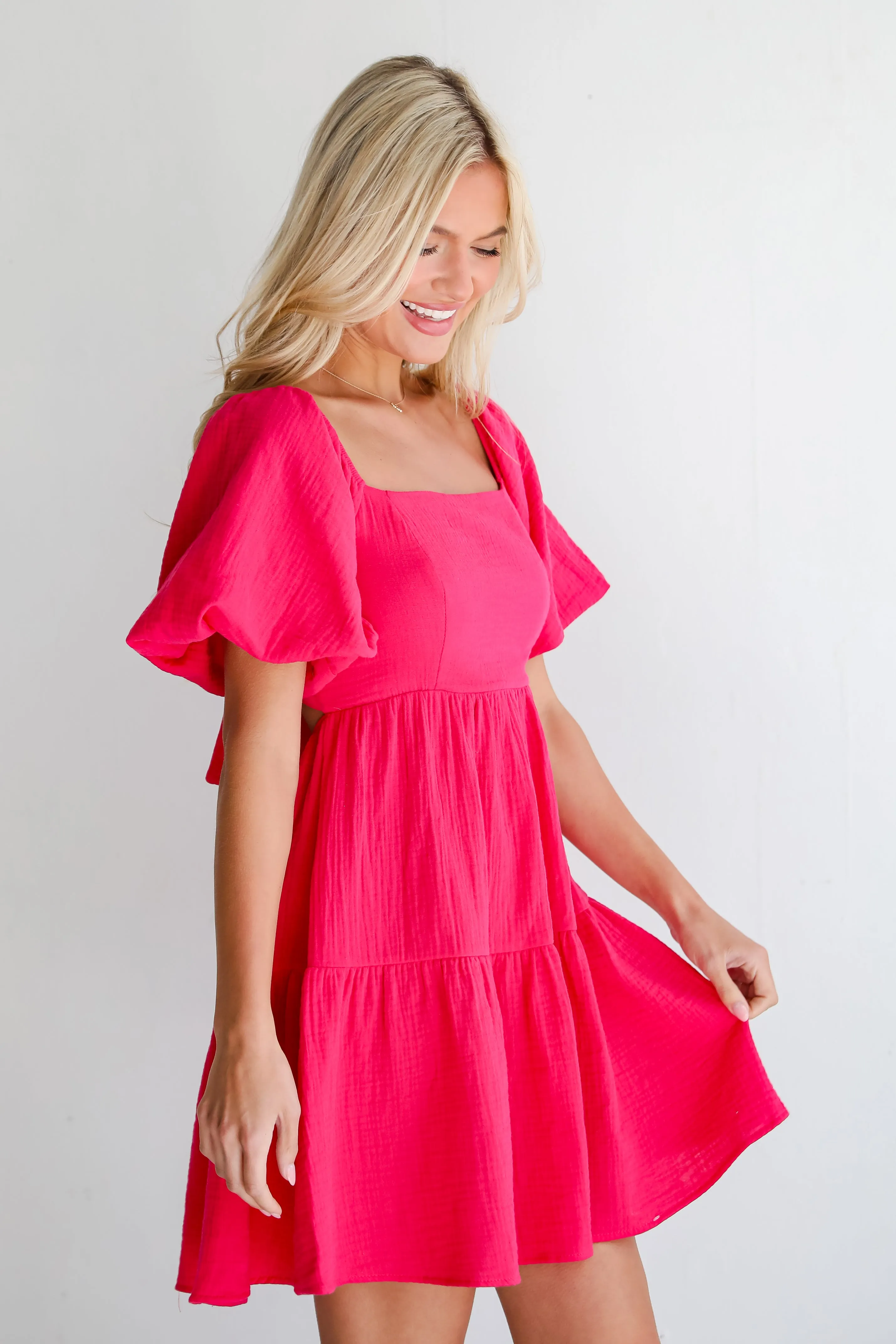 FINAL SALE - Admirable Essence Fuchsia Linen Mini Dress