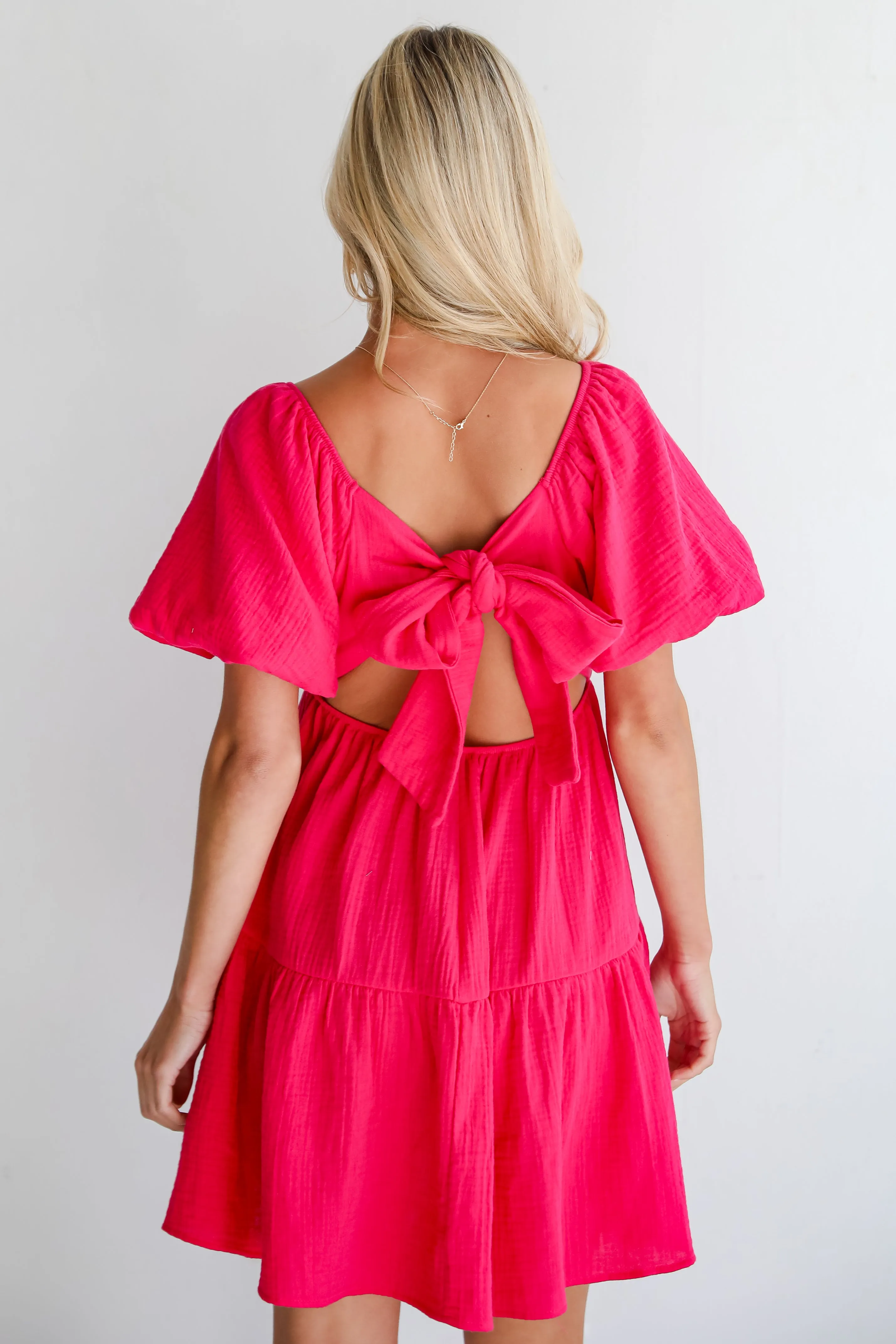 FINAL SALE - Admirable Essence Fuchsia Linen Mini Dress