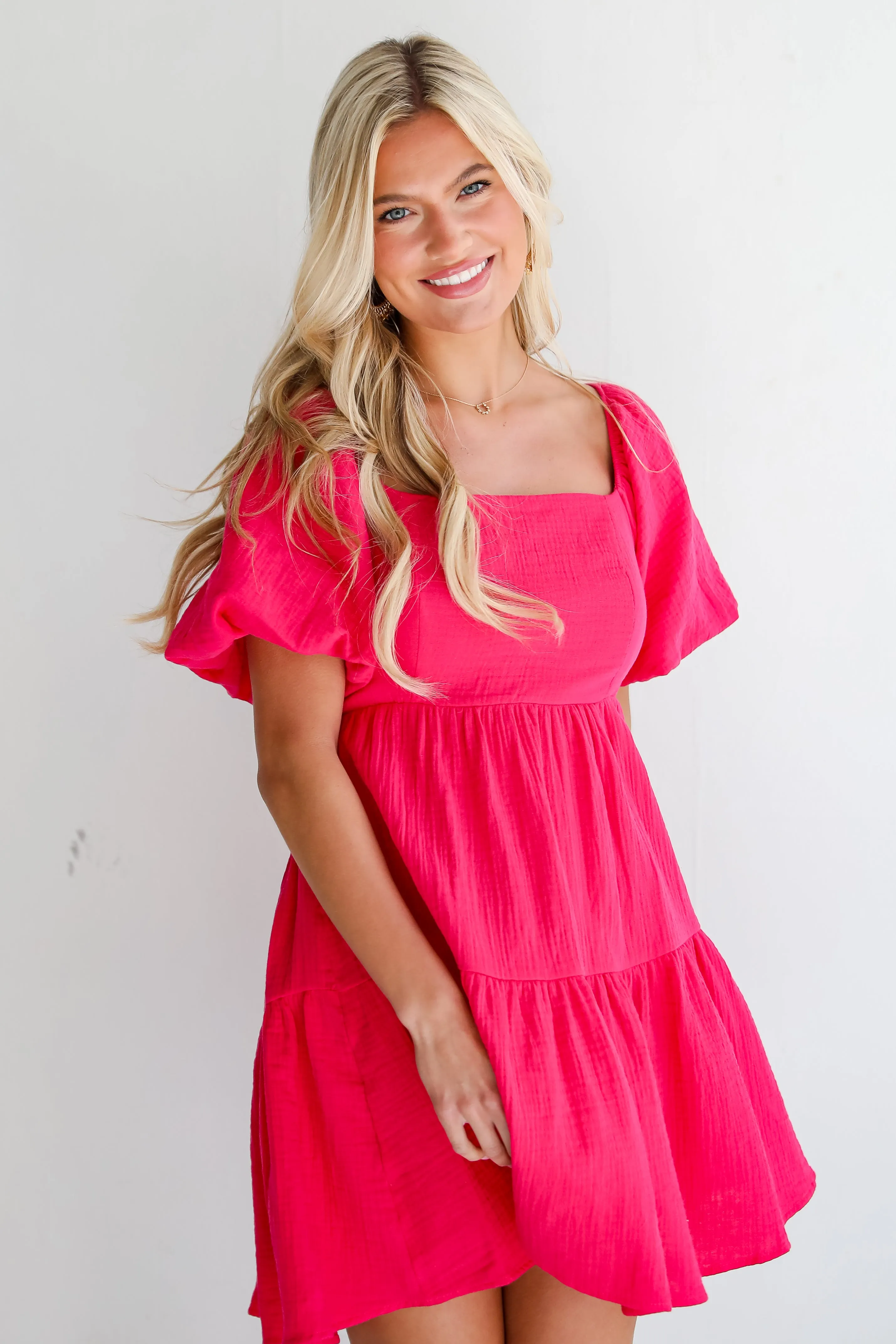 FINAL SALE - Admirable Essence Fuchsia Linen Mini Dress