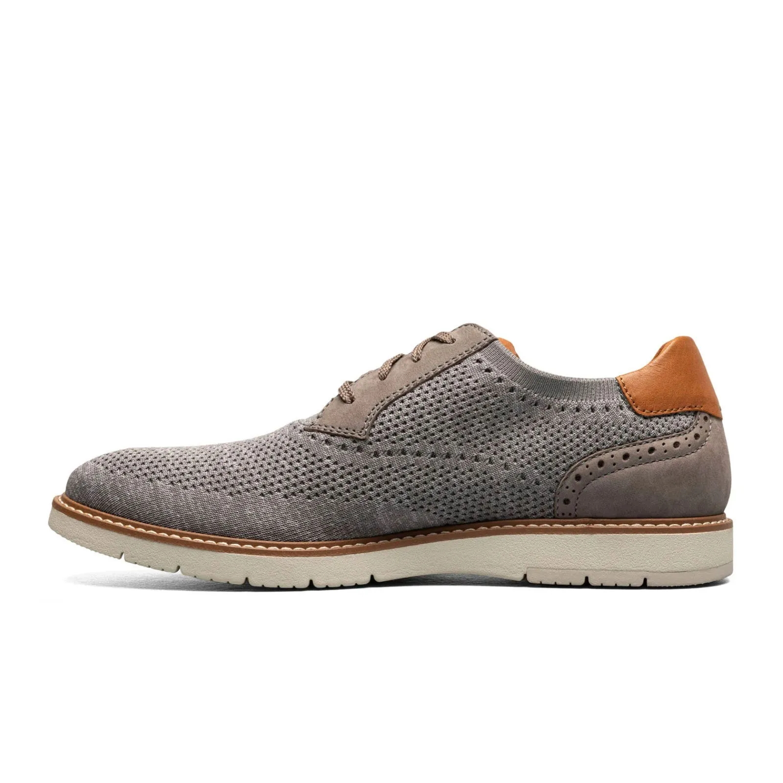 Florsheim Vibe Knit Plain Toe Oxford (Men) - Gray Knit/Nubuck with White Sole