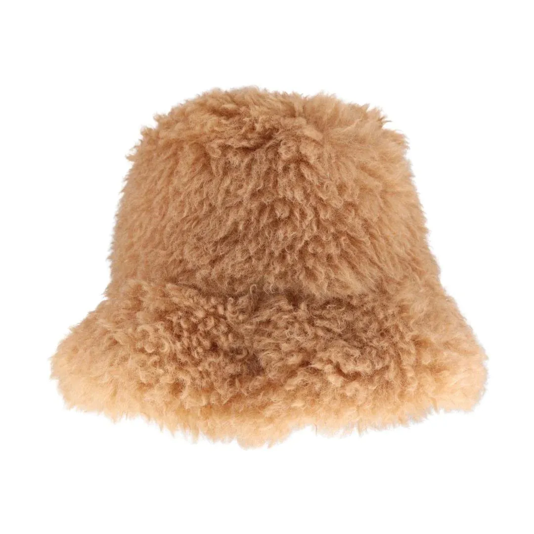 Fur Bucket Hat in Camel