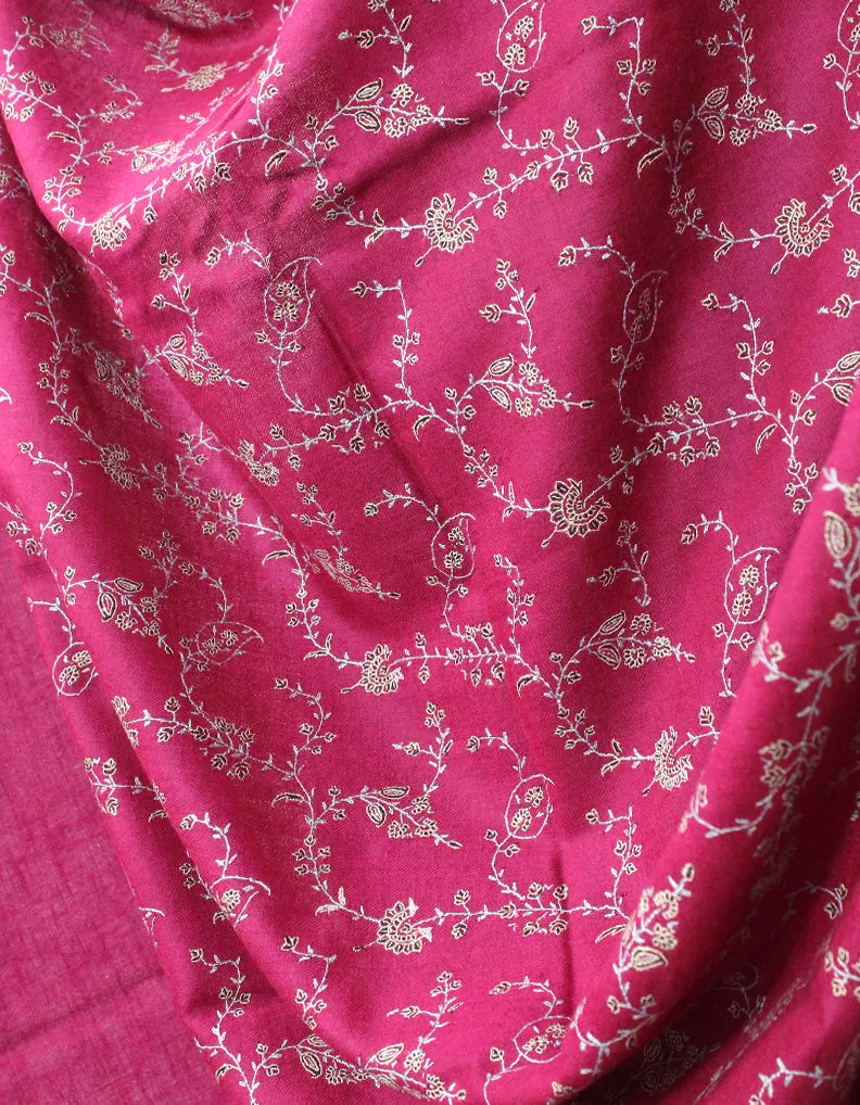 Fuscia Pink Pashmina Shawl With Sozni Work 5739