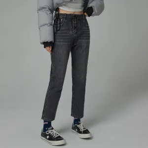 Getting Little Nervous High Waist Slim Denim Pants