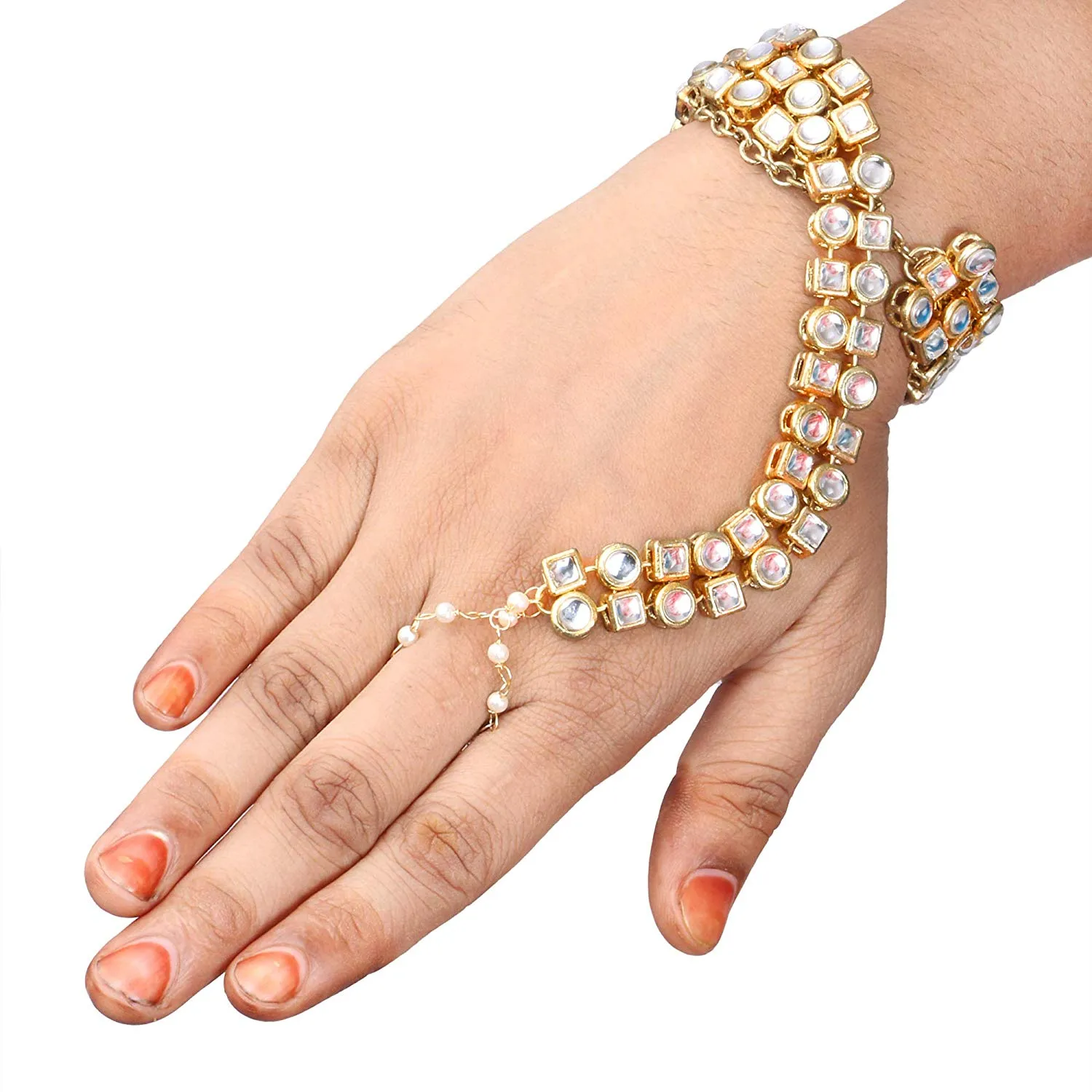 Gold-Plated Traditional Kundan Hathphool