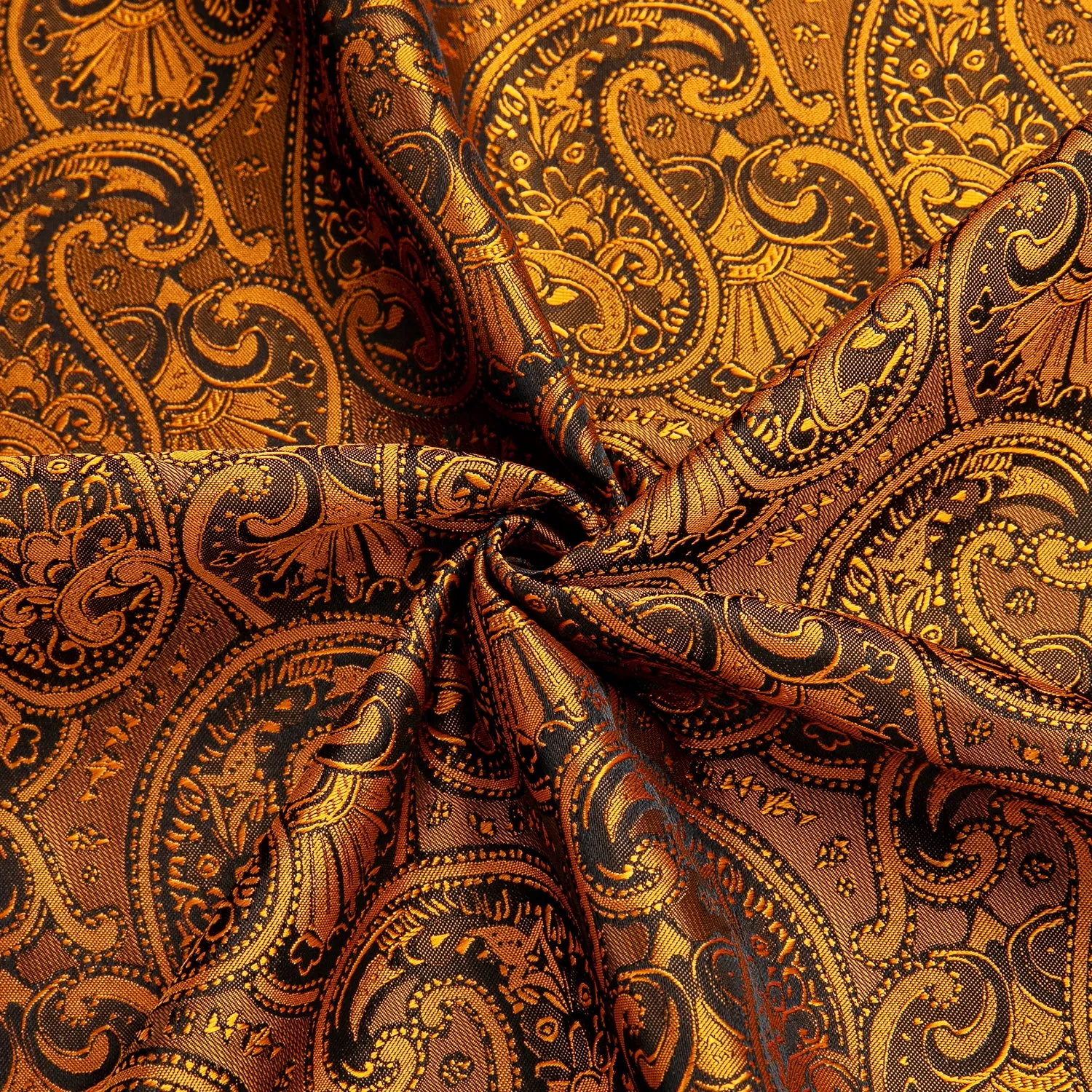 Golden Black Paisley Silk Men's Short Sleeve Shirt